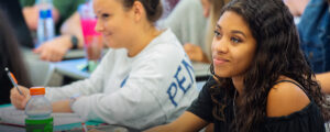 Students sitting in a classroom